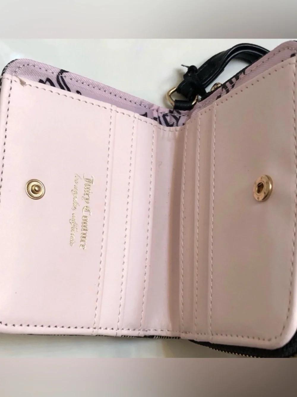 NWT Juicy Couture Black/Gray Wallet with Black Bow and Heart Charm